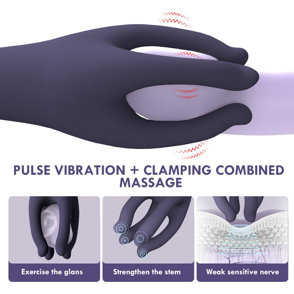 Men's Penis Vibrator Pleasure Delay Trainer Stimulator Tantric Glans Massager Male Masturbator Equipment Sex Toys Adult