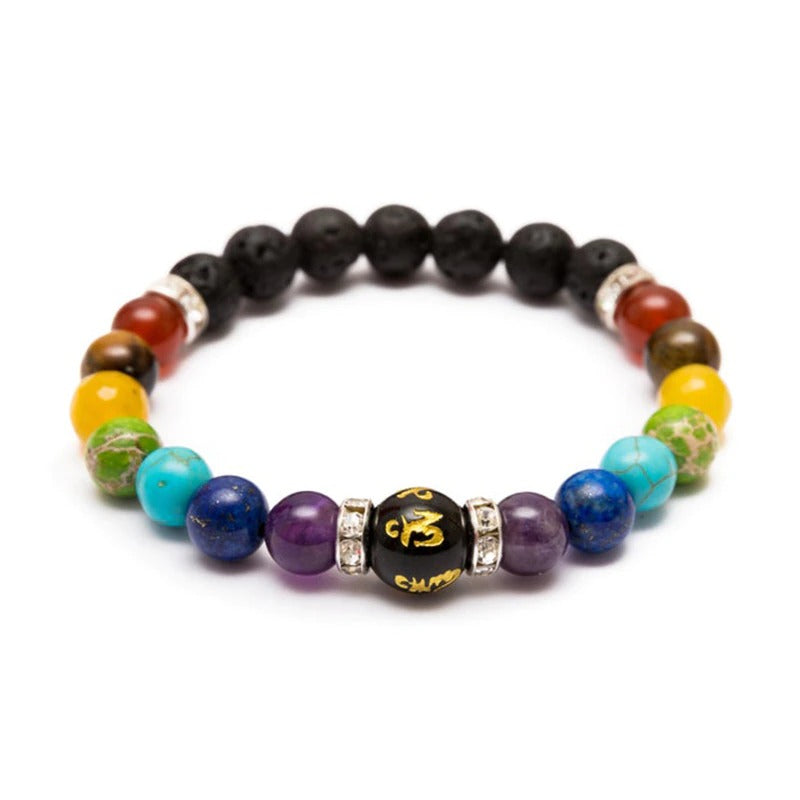 Lava Stones Diffuser Chakra Bracelet with Meaning Card