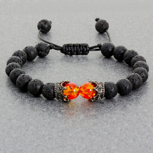 Wellness Black Lava Stone Tiger Eye Natural Handmade Beaded Bracelet