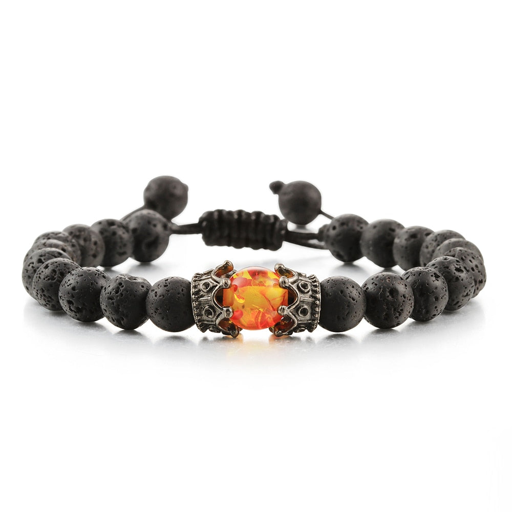 Wellness Black Lava Stone Tiger Eye Natural Handmade Beaded Bracelet