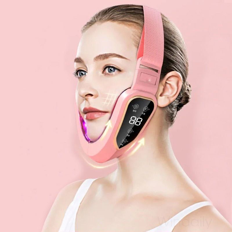 LED Face And Neck Photon Beauty Face Slimming Vibration Therapy for Double-Chins and Wrinkles