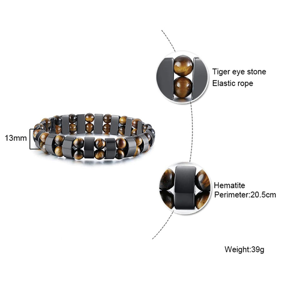 Healing Stones Bracelet for Women and Men / Tiger's Eye / Hematite / Frosted Agate